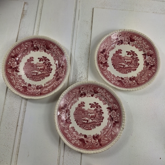 Vintage English Scenic Warranted Staffordshire Adams England 3 Small Plates - Picture 5 of 8